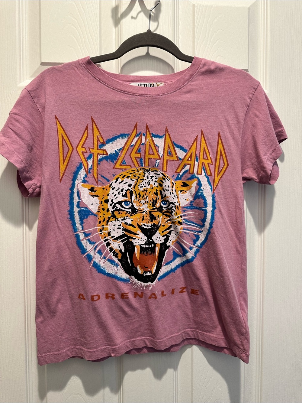 Anthropologie LetLuv Def Leppard Adrenalize Graphic Tee - Pink NWT